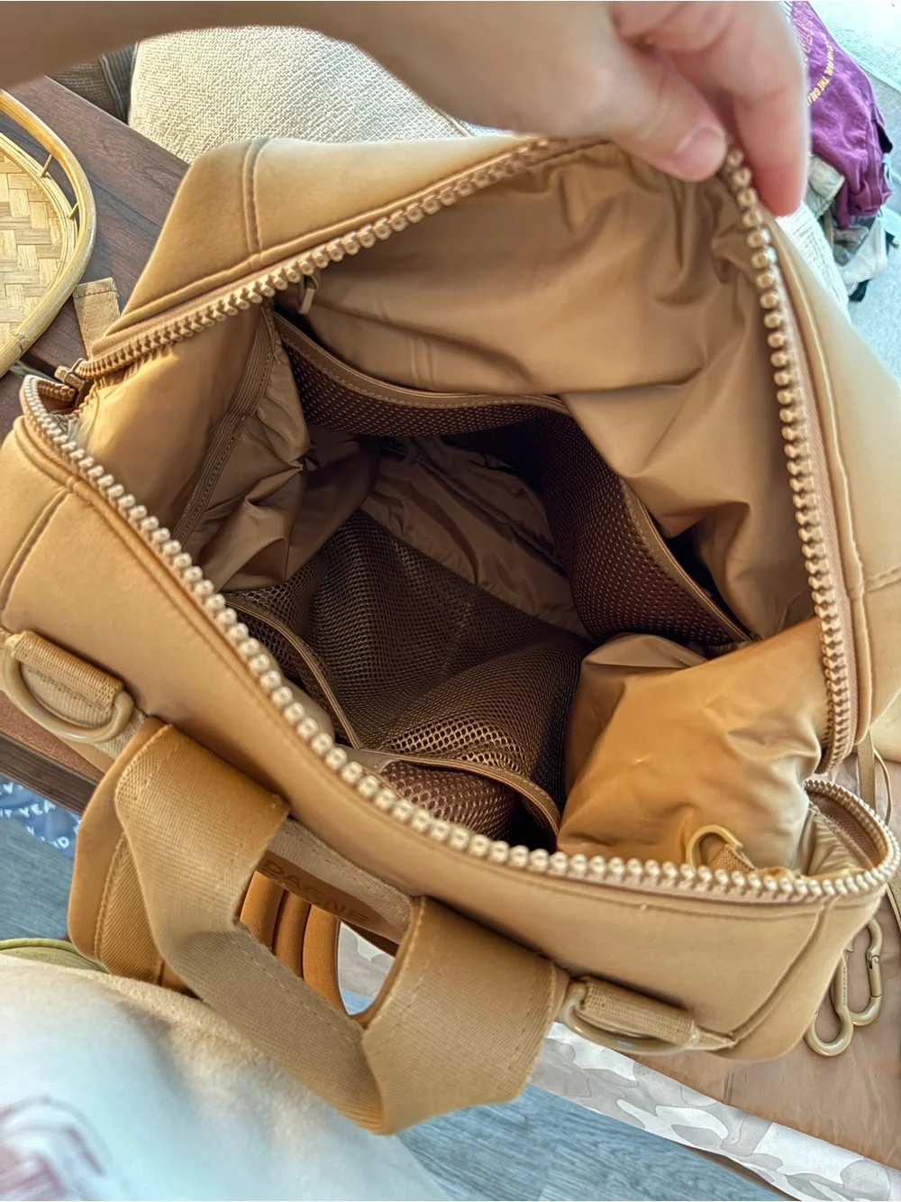 DAGNE DOVER INDI NEOPRENE DIAPER BACKPACK IN CAMEL